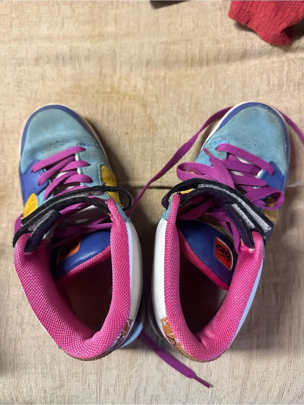 Nike Multicolor Suede High-Top Sneakers — Yellow Purple Pink Teal Blue